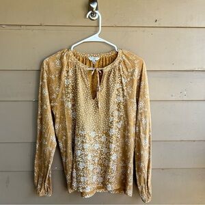 Lucky Brand Boho Long Sleeve Top - Size S - Hippie Peasant Casual Modest